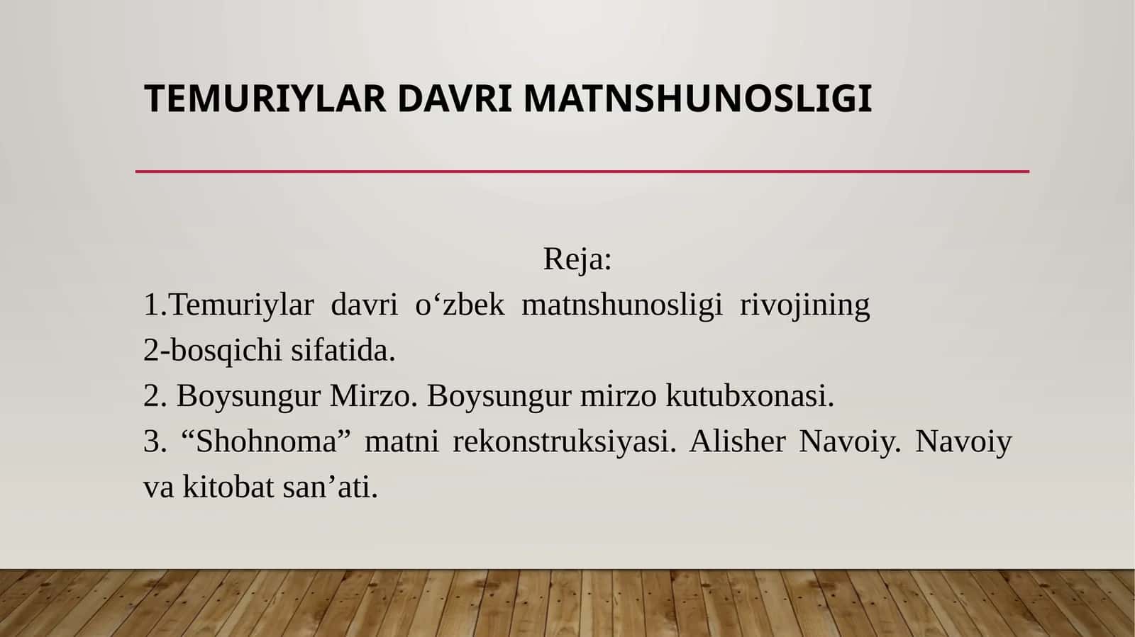 TEMURIYLAR DAVRI MATNSHUNOSLIGI 1