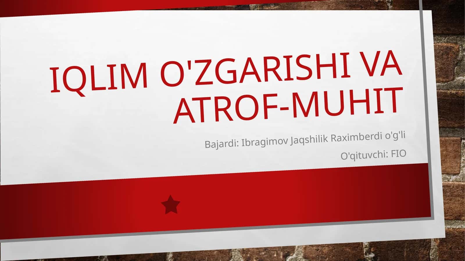 Iqlim o'zgarishi va atrof-muhit 1