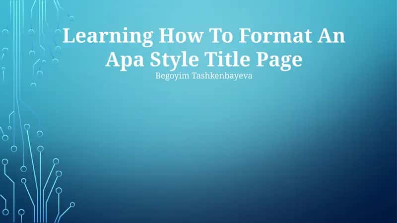 APA Style Title Page Formatting 1