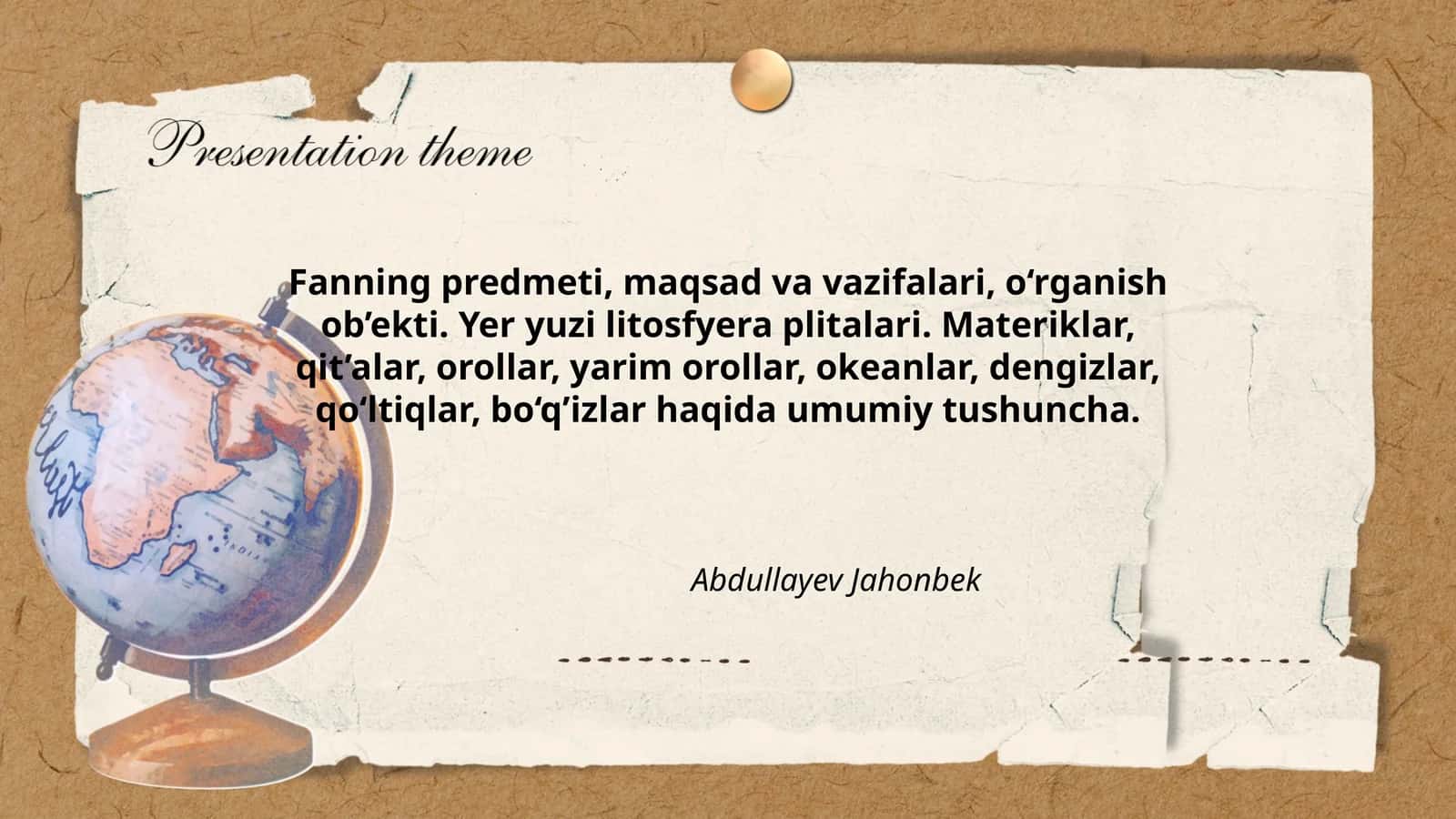 Fanning predmeti, maqsad va vazifalari 1