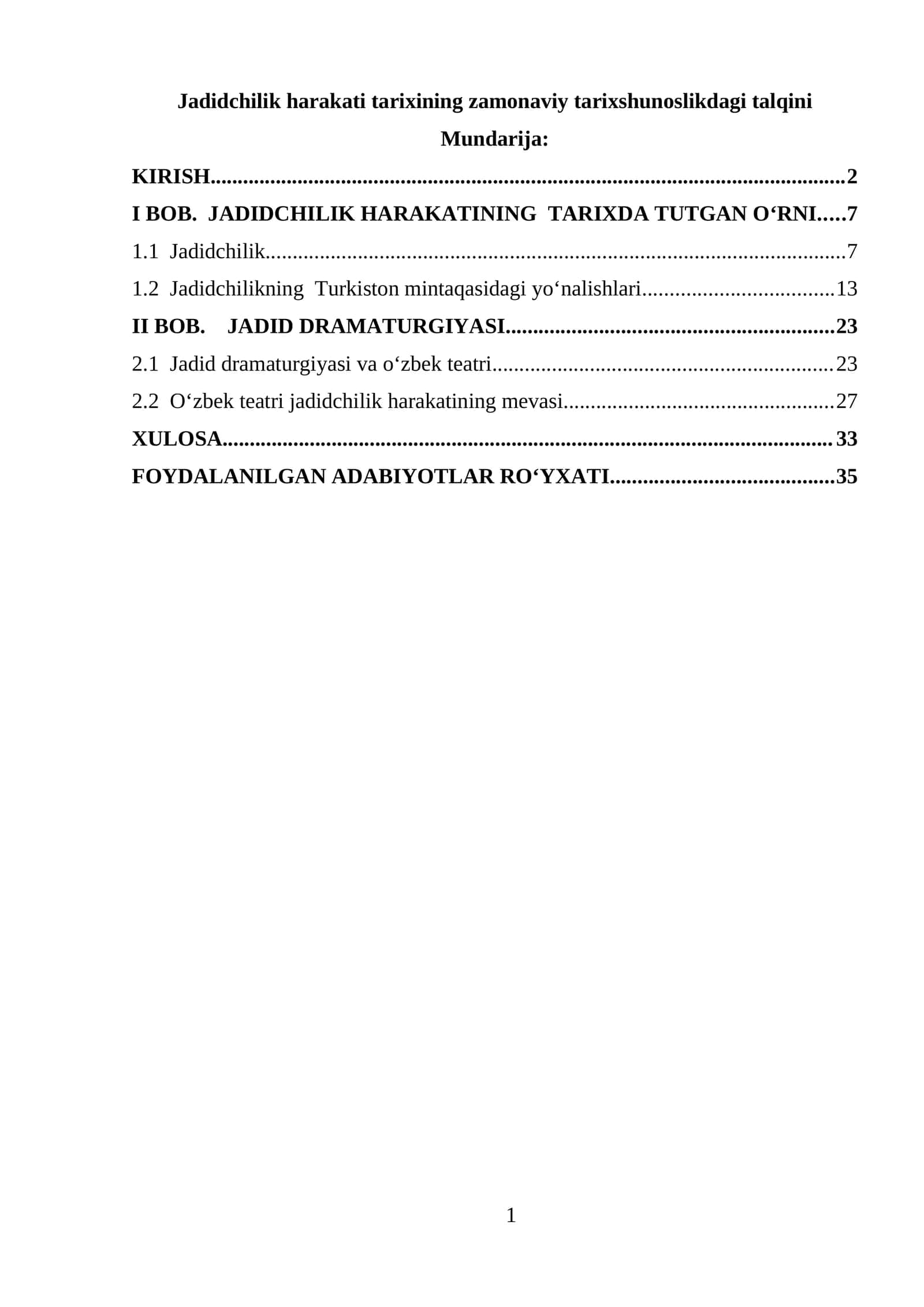Jadidchilik harakati tarixining zamonaviy tarixshunoslikdagi talqini 1