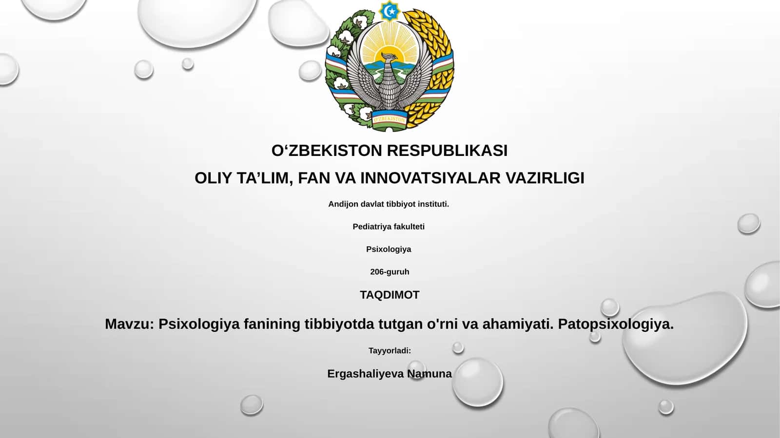 Psixologiya fanining tibbiyotda tutgan o'rni va ahamiyati. Patopsixologiya 1