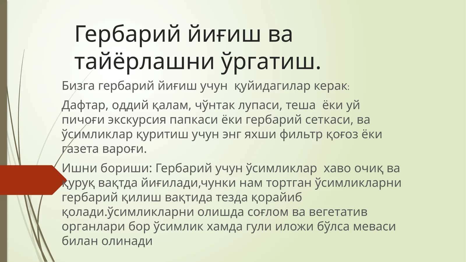 Гербарий йиғиш ва тайёрлашни ўргатиш 1