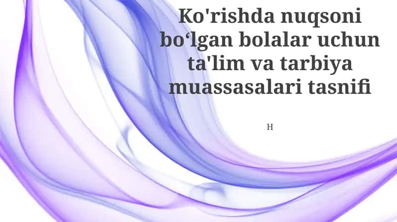Ko'rishda nuqsoni boʻlgan bolalar uchun ta'lim va tarbiya muassasalari tasnifi 1