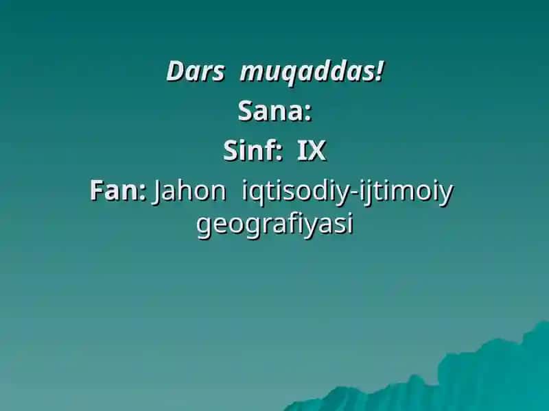 Jahon iqtisodiy-ijtimoiy geografiyasi