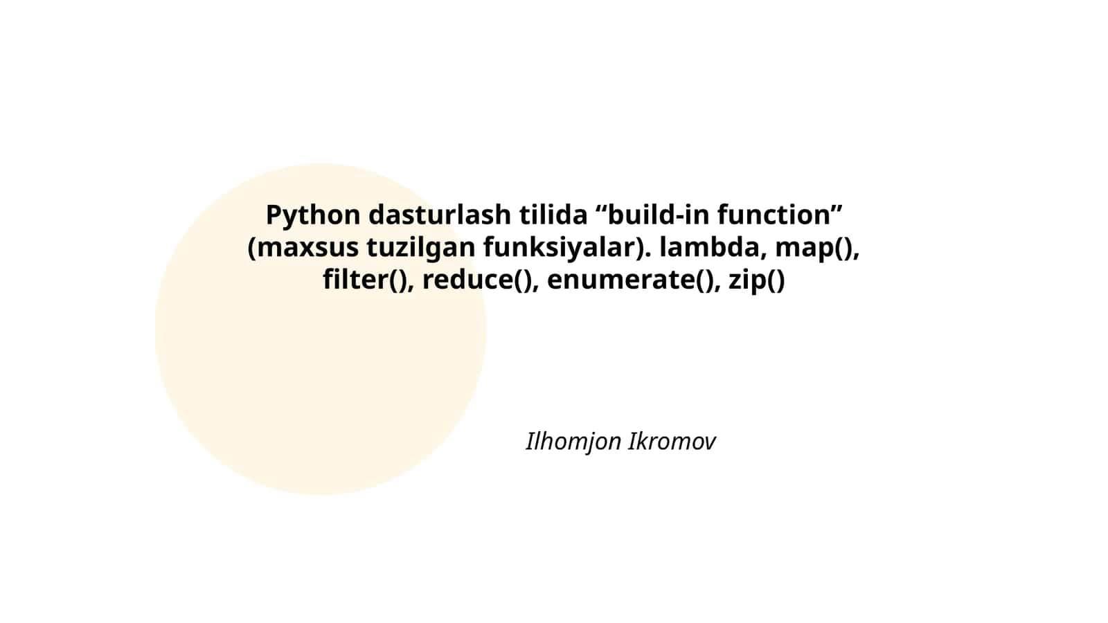 Python dasturlash tilida “build-in function” 1