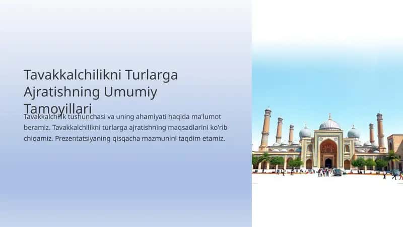 Tavakkalchilikni Turlarga Ajratishning Umumiy Tamoyillari 1