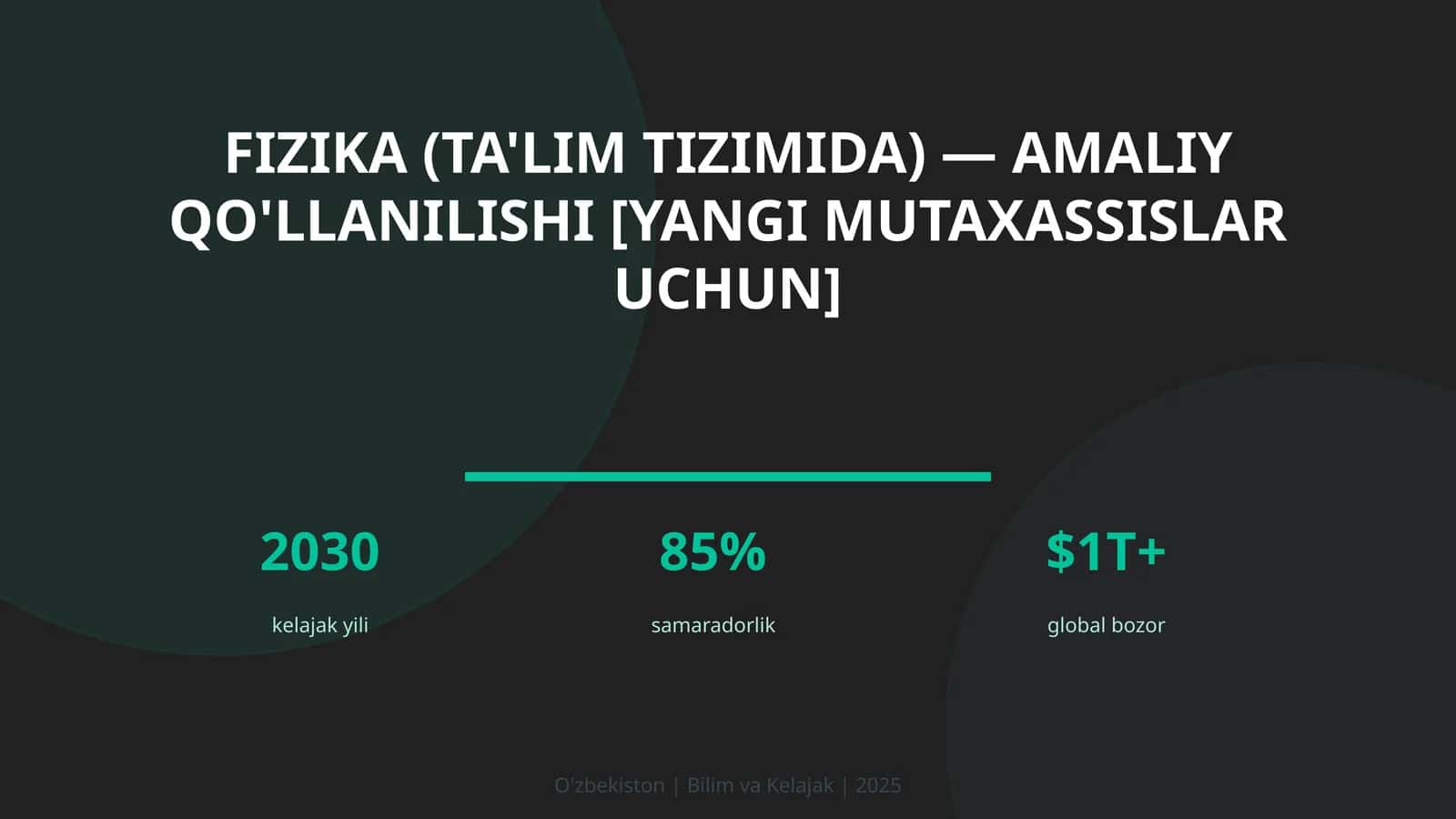 Fizika (ta'lim tizimida) — amaliy qo'llanilishi [yangi mutaxassislar uchun] 1