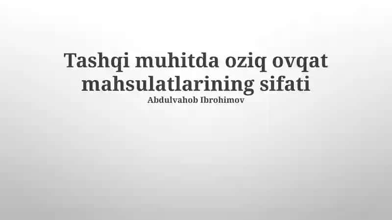 Oziq-ovqat sifati 1