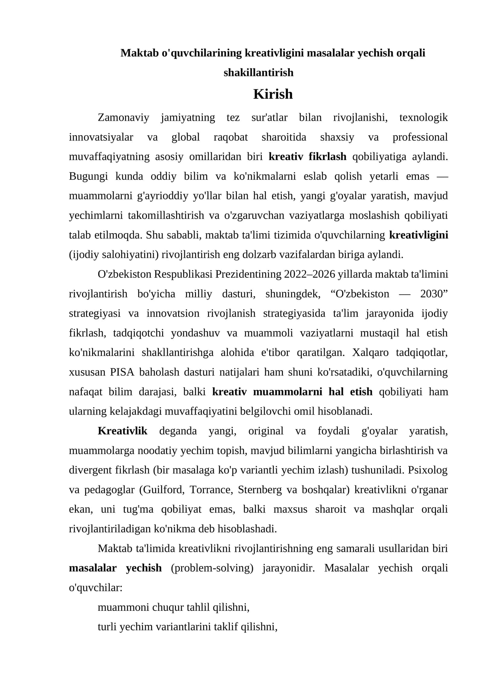 O'quvchilarning Kreativligini Rivojlantirish 1