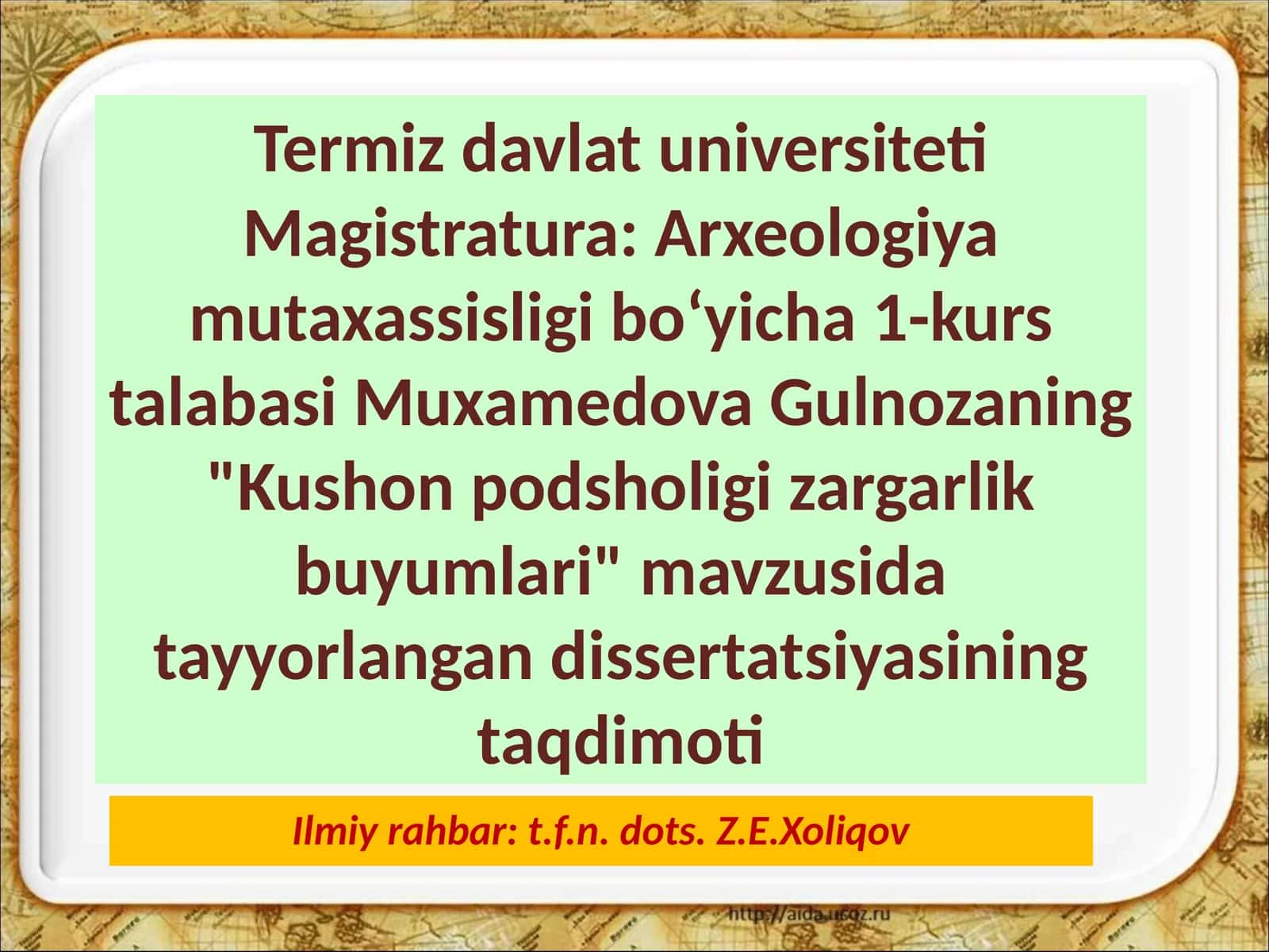 Kushon podsholigi zargarlik buyumlari dissertatsiyasi 1