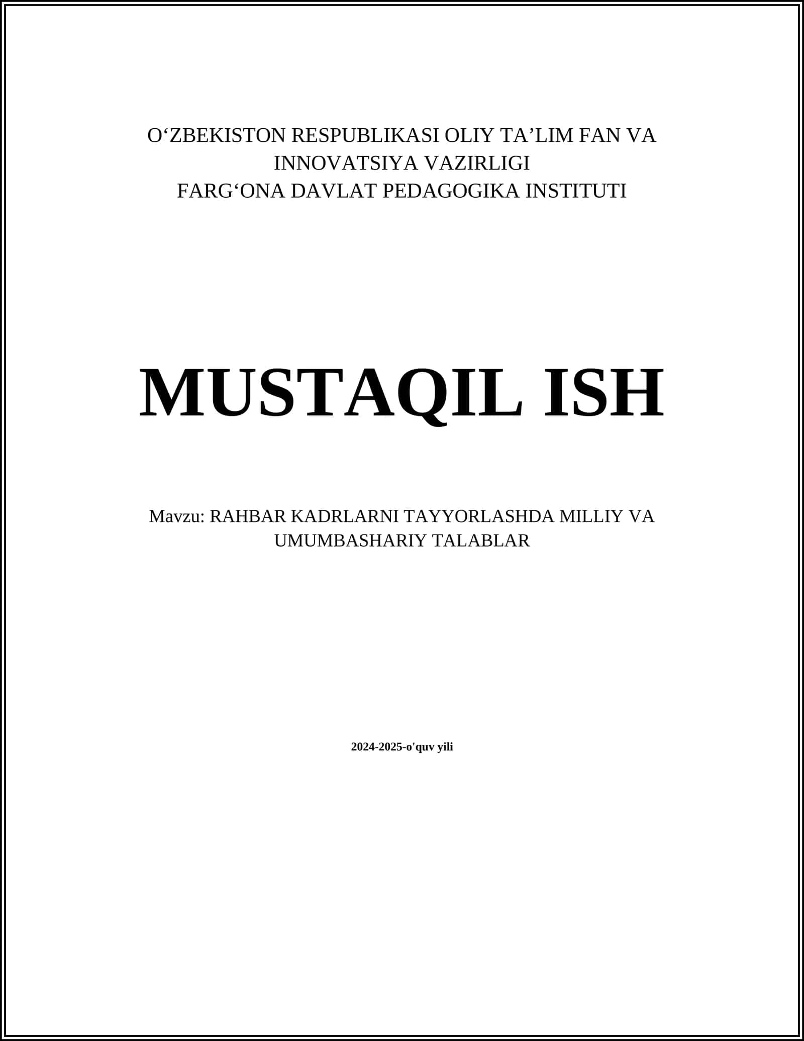 RAHBAR KADRLARNI TAYYORLASHDA MILLIY VA UMUMBASHARIY TALABLAR 1