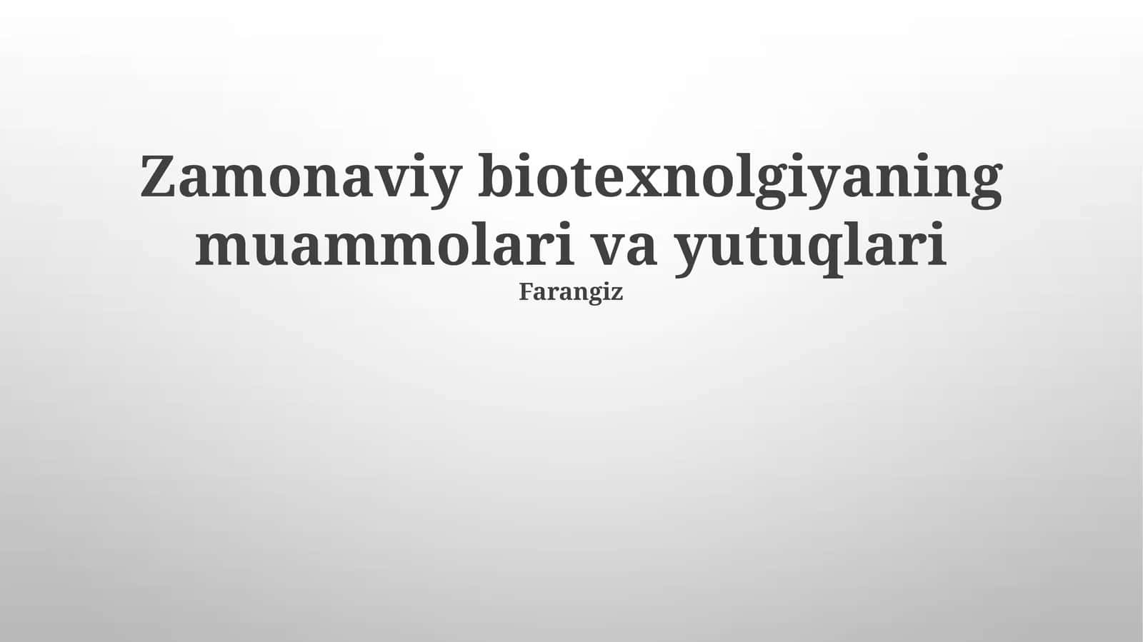 Biofarmatsevtika va Dori-darmonlarni ishlab chiqish 1
