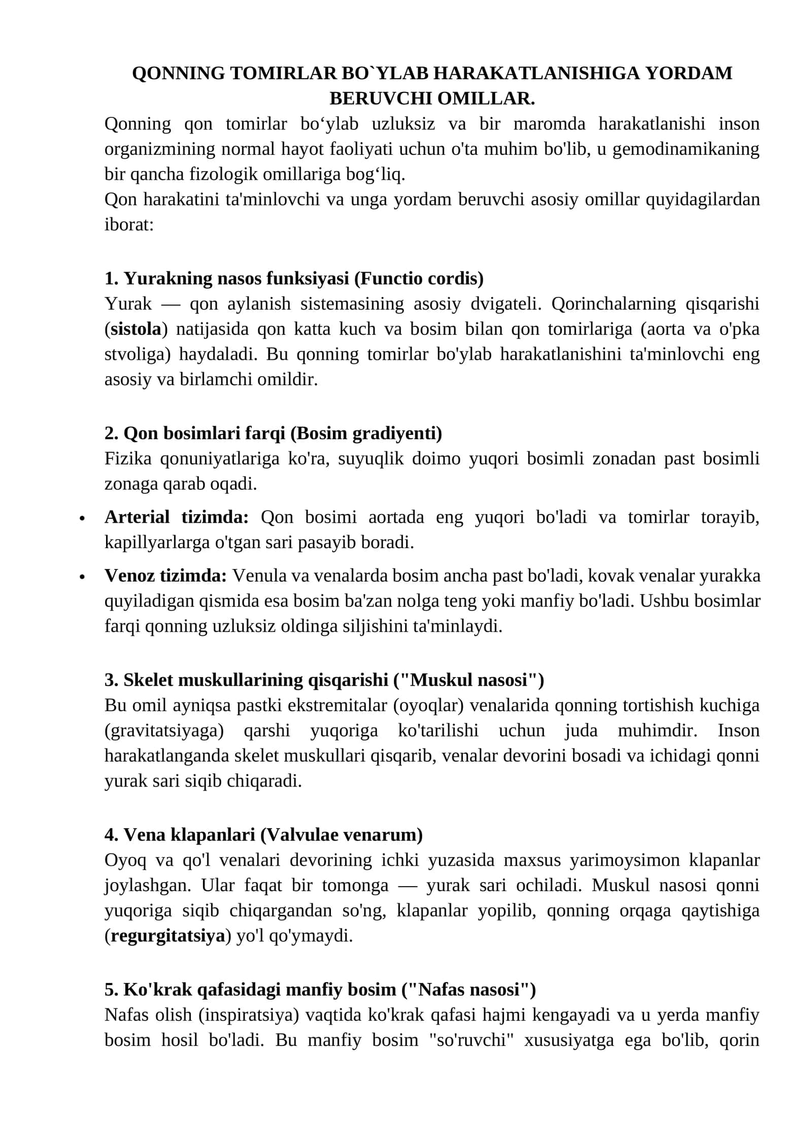 QONNING TOMIRLAR BO`YLAB HARAKATLANISHIGA YORDAM BERUVCHI OMILLAR 1
