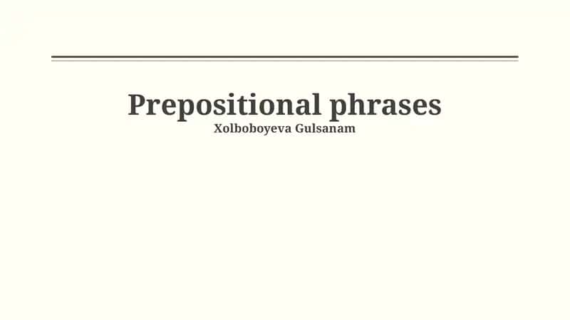 Prepositional Phrases 1