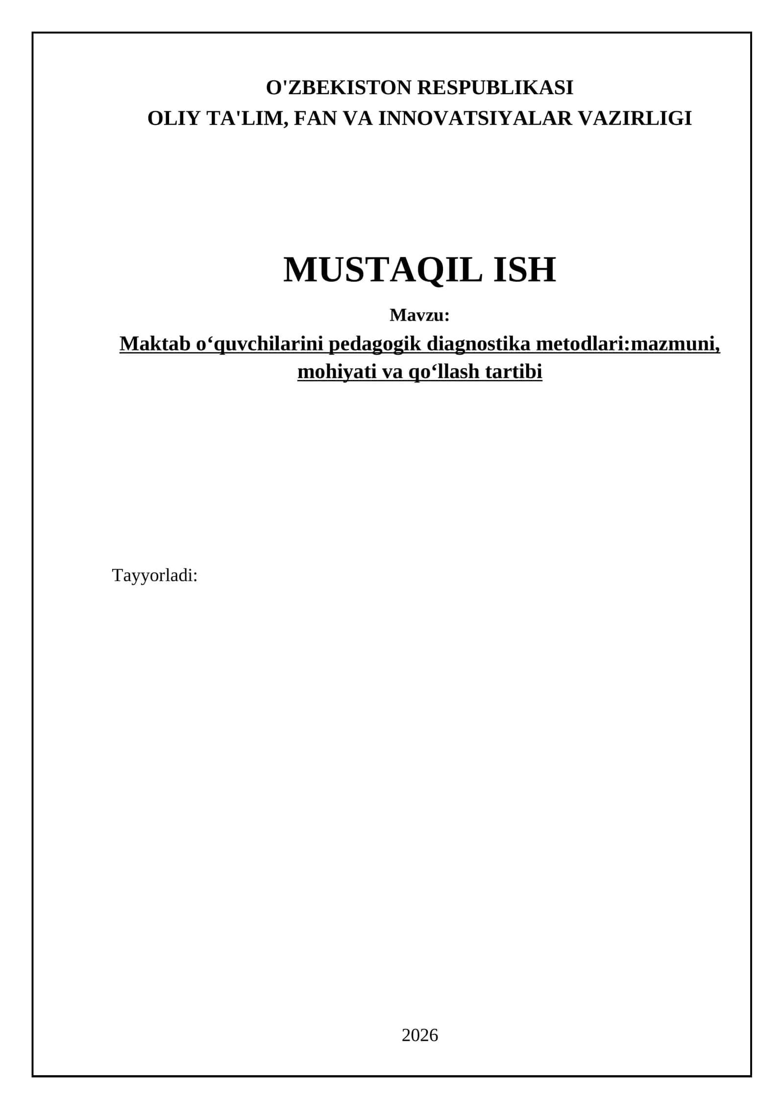 Maktab oʻquvchilarini pedagogik diagnostika metodlari:mazmuni, mohiyati va qoʻllash tartibi 1