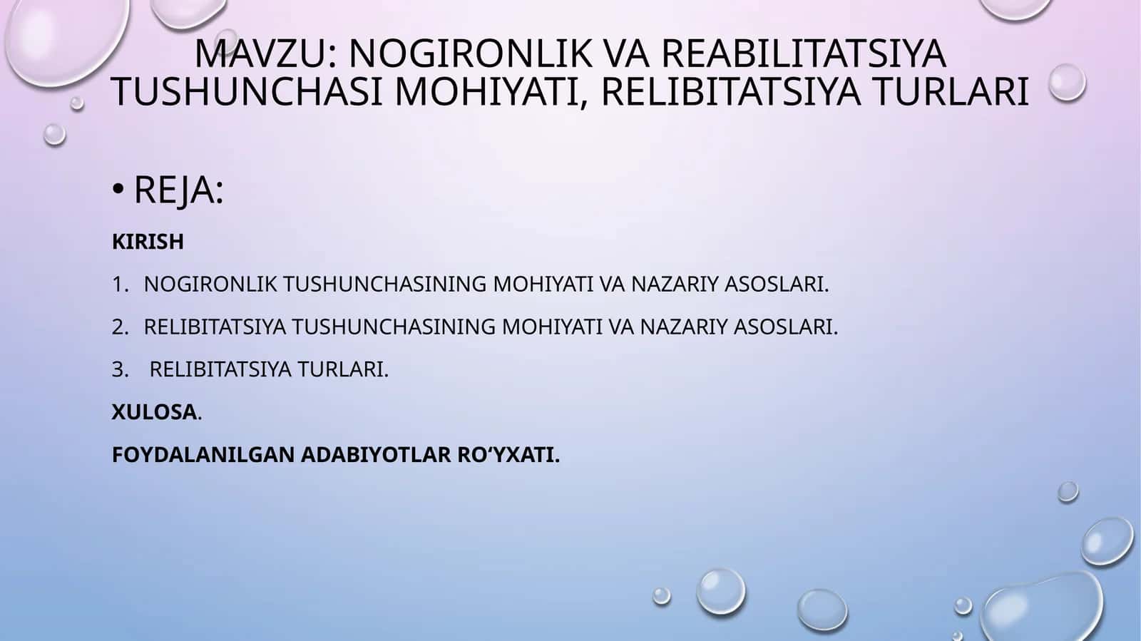 nogironlik va reabilitatsiya tushunchasi mohiyati, relibitatsiya turlari 1