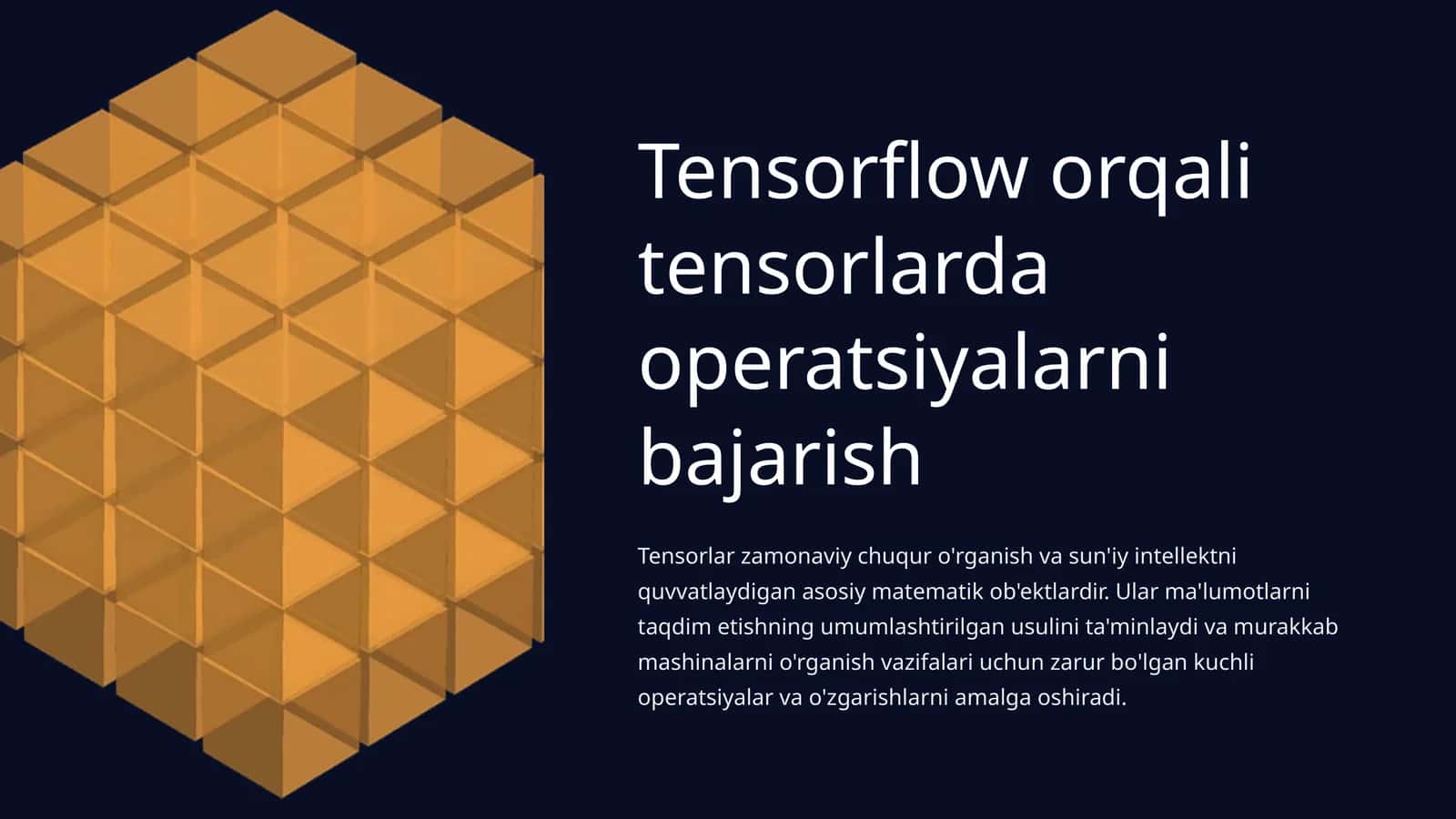 Tensorflow orqali tensorlarda operatsiyalarni bajarish 1