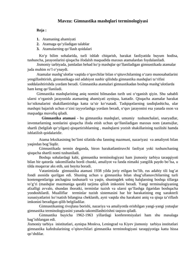 Gimnastika mashqlari terminologiyasi 1