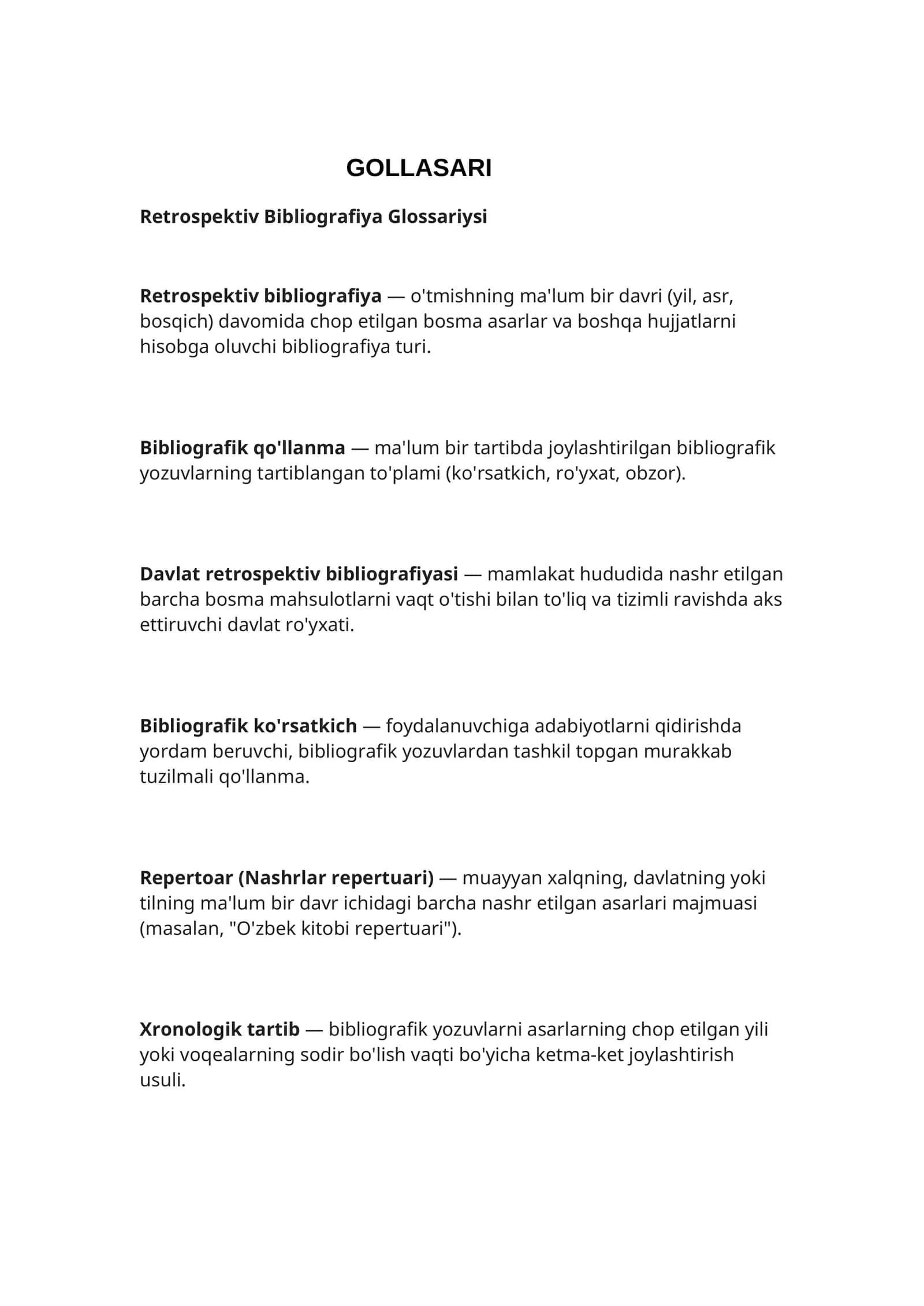 Retrospektiv Bibliografiya Glossariysi 1