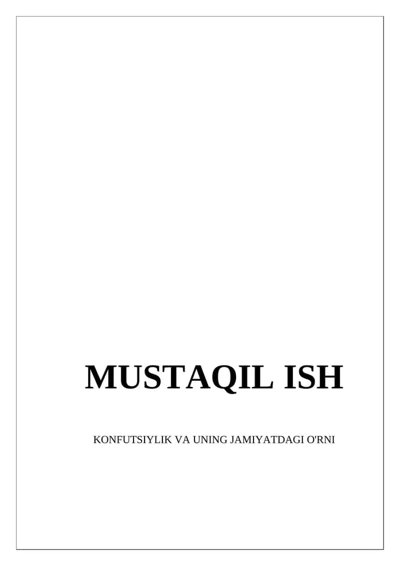 KONFUTSIYLIK VA UNING JAMIYATDAGI O'RNI 1