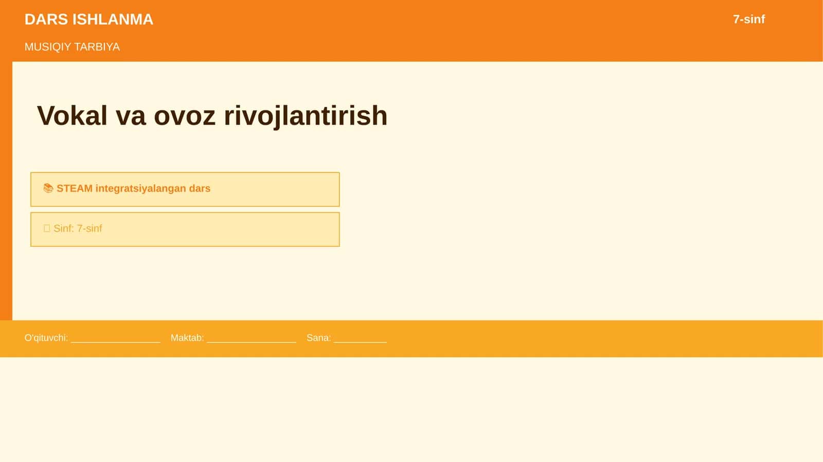 MUSIQIY TARBIYA - Vokal va ovoz rivojlantirish 1