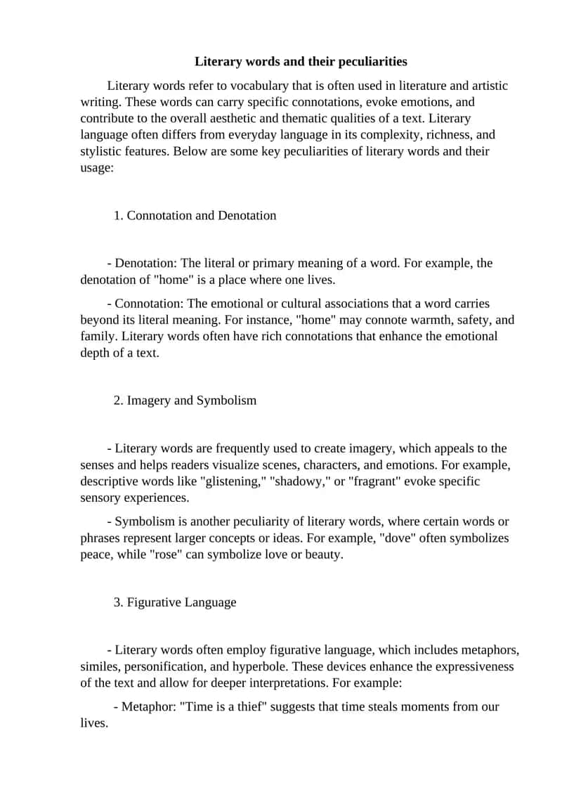 Literary words and their peculiarities 1