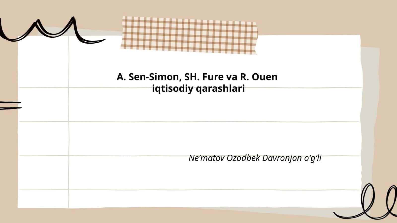 A. Sen-Simon, SH. Fure va R. Ouen iqtisodiy qarashlari 1
