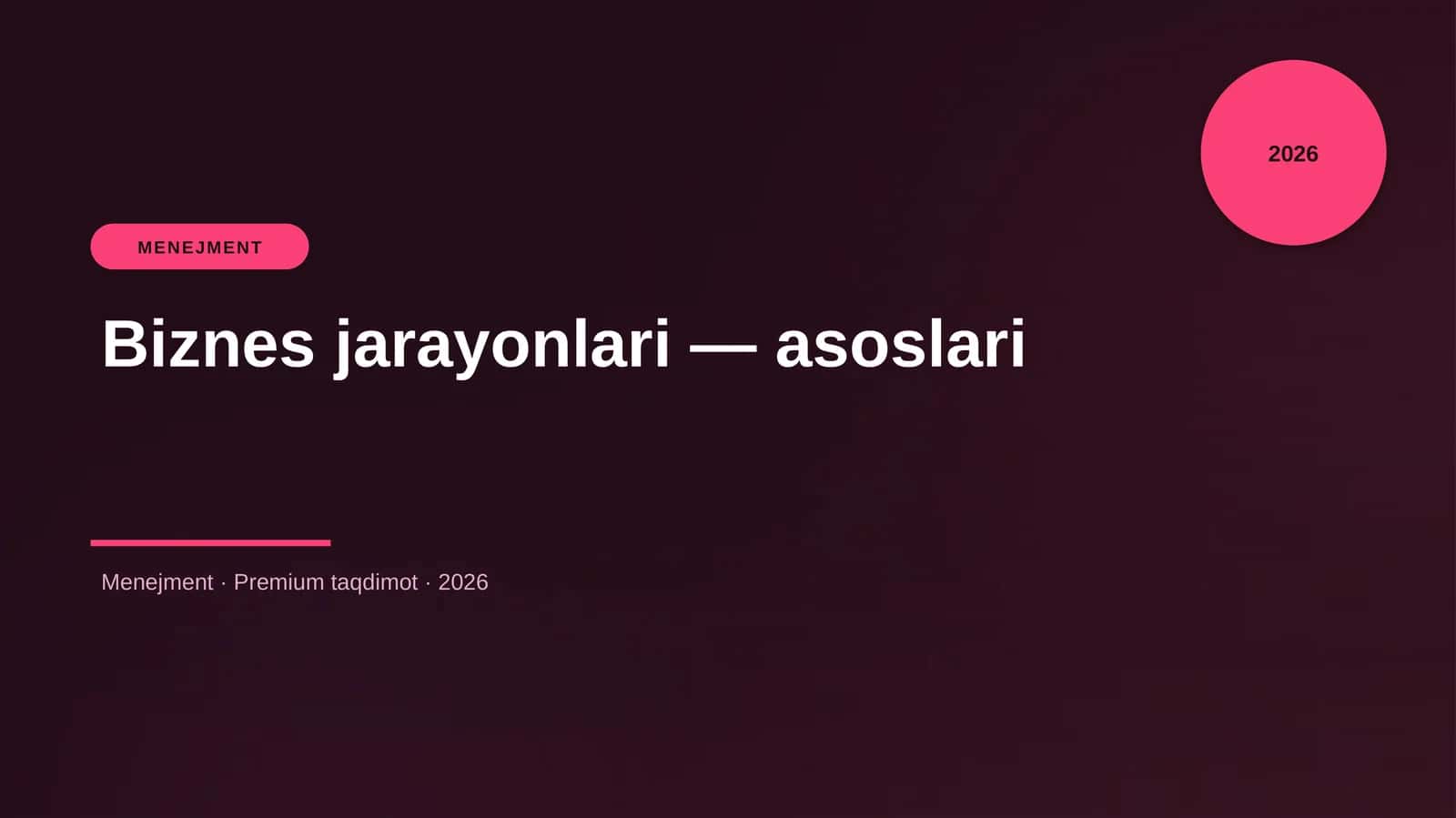 Biznes jarayonlari — asoslari 1