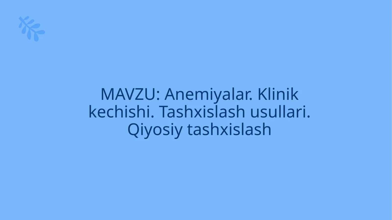 Anemiyalar 1