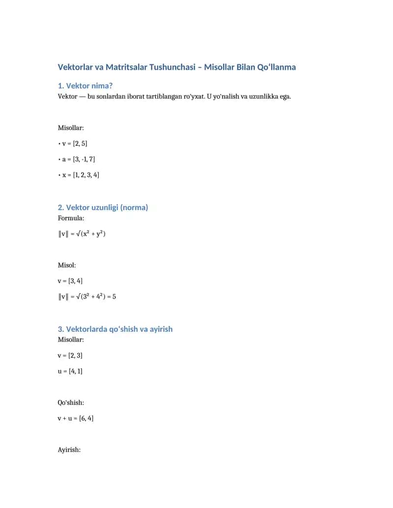 matematik hisob kitob 1