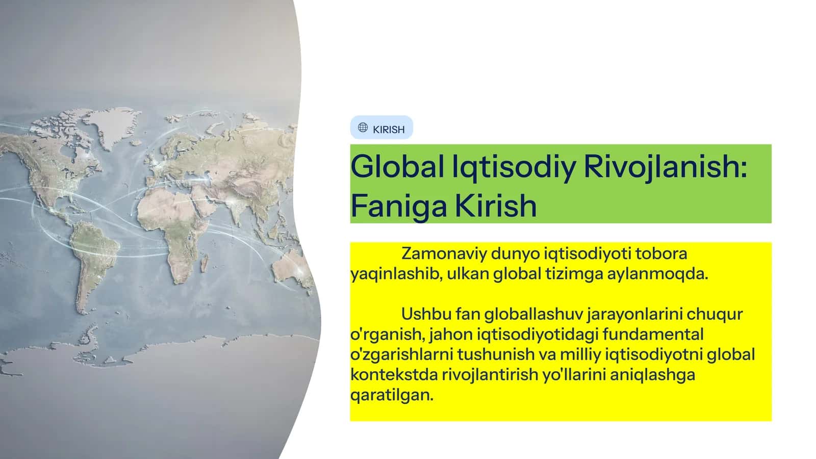 Global Iqtisodiy Rivojlanish: Faniga Kirish 1