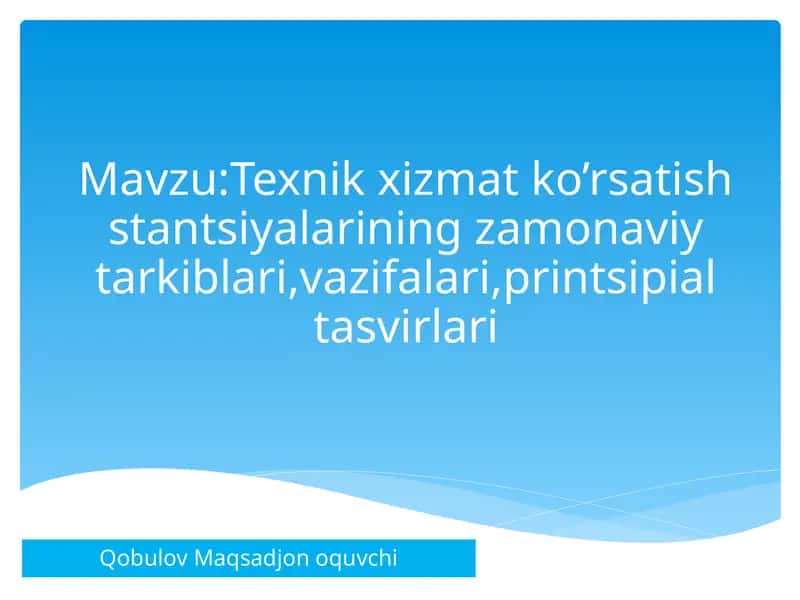 Avtomobil Texnikxizmat Ko'rsatish Stantsiyalari 1