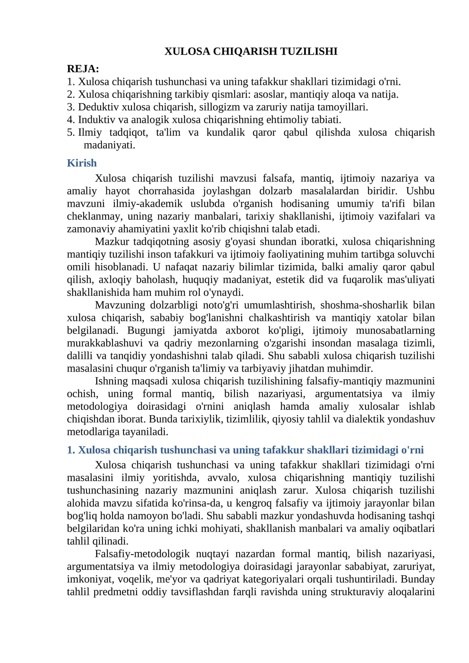 XULOSA CHIQARISH TUZILISHI 1