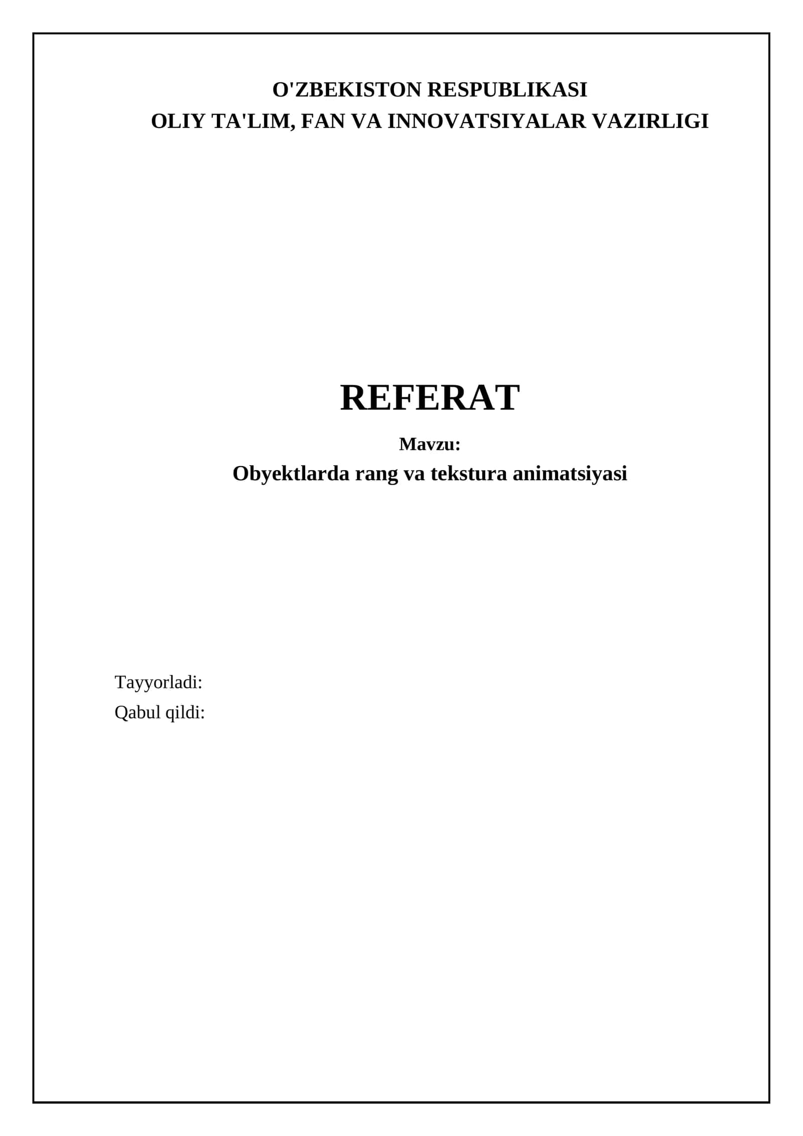 Obyektlarda rang va tekstura animatsiyasi 1