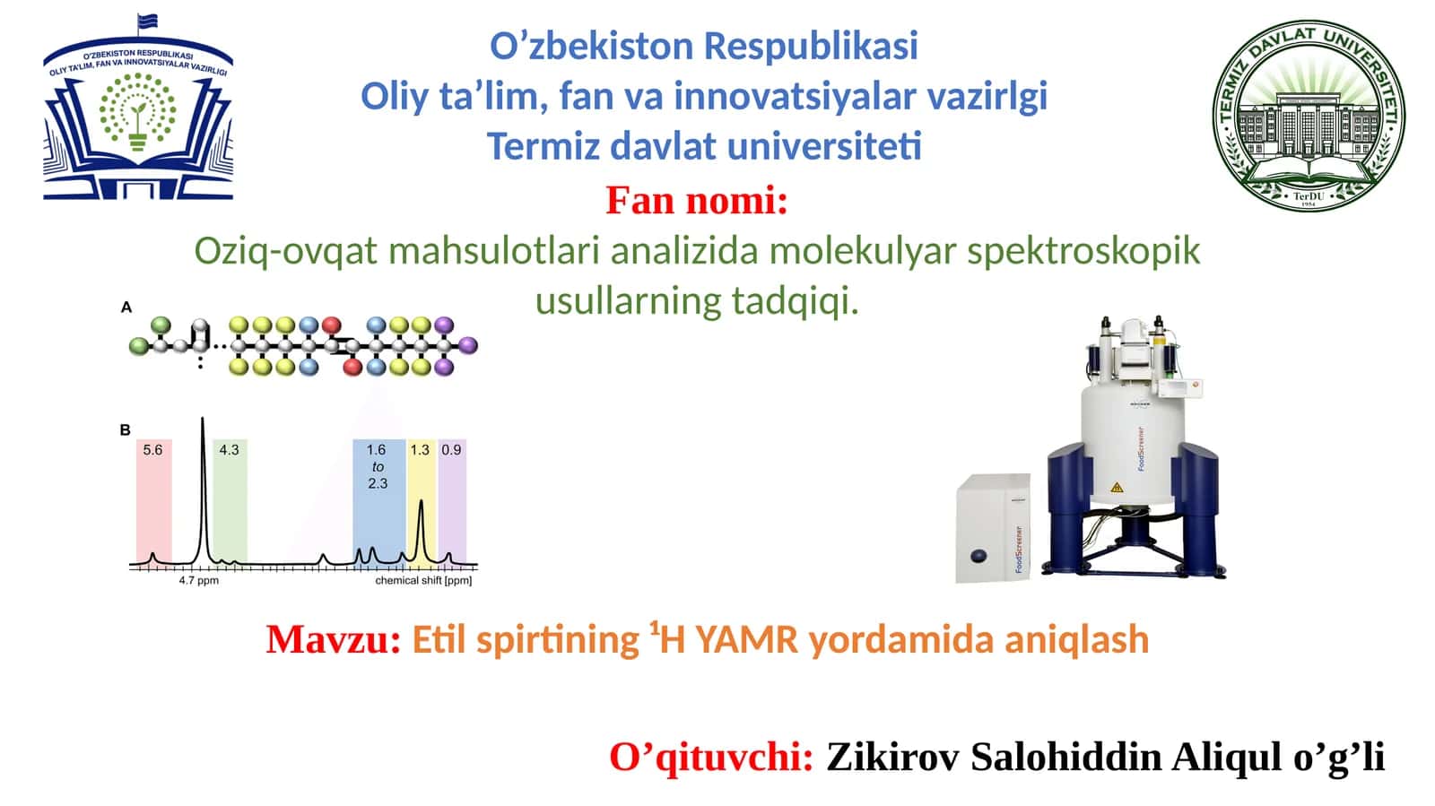 Etilspirtining¹H YAMRyordamidaaniqlash 1