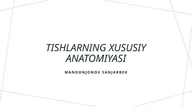 Tishlarning xususiy anatomiyasi 1