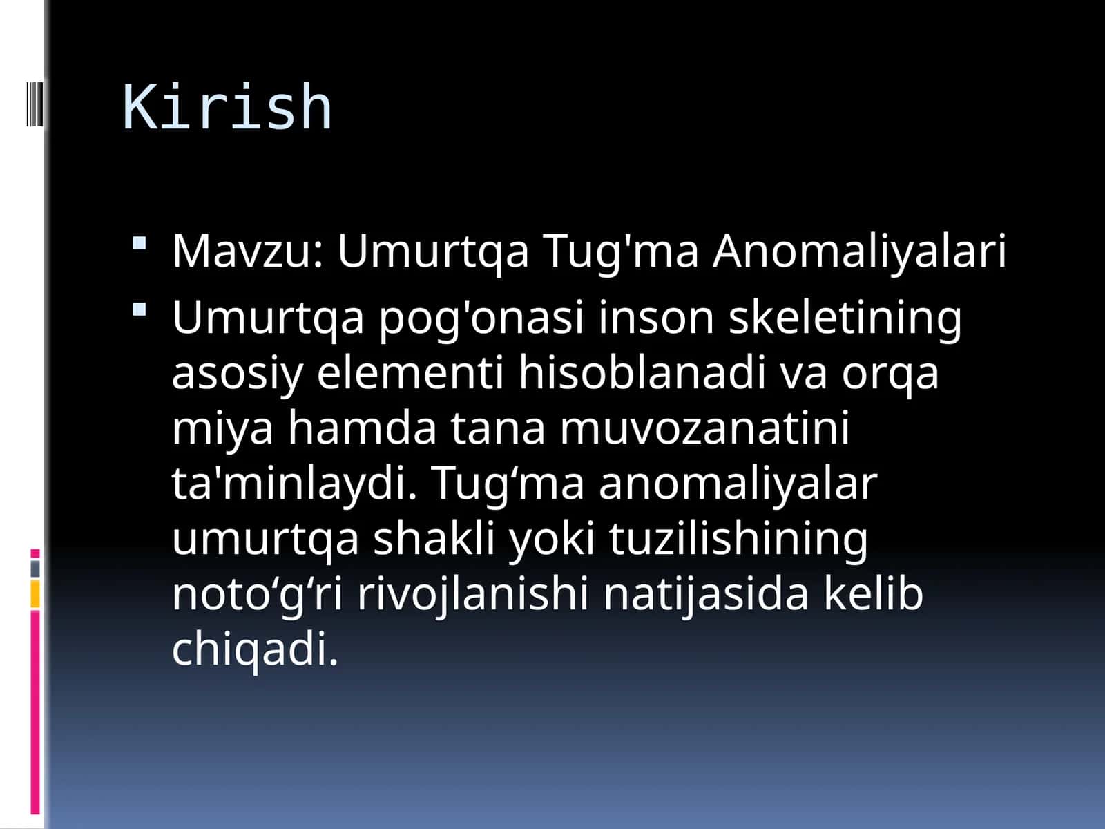 Umurtqa Tug'ma Anomaliyalari 1