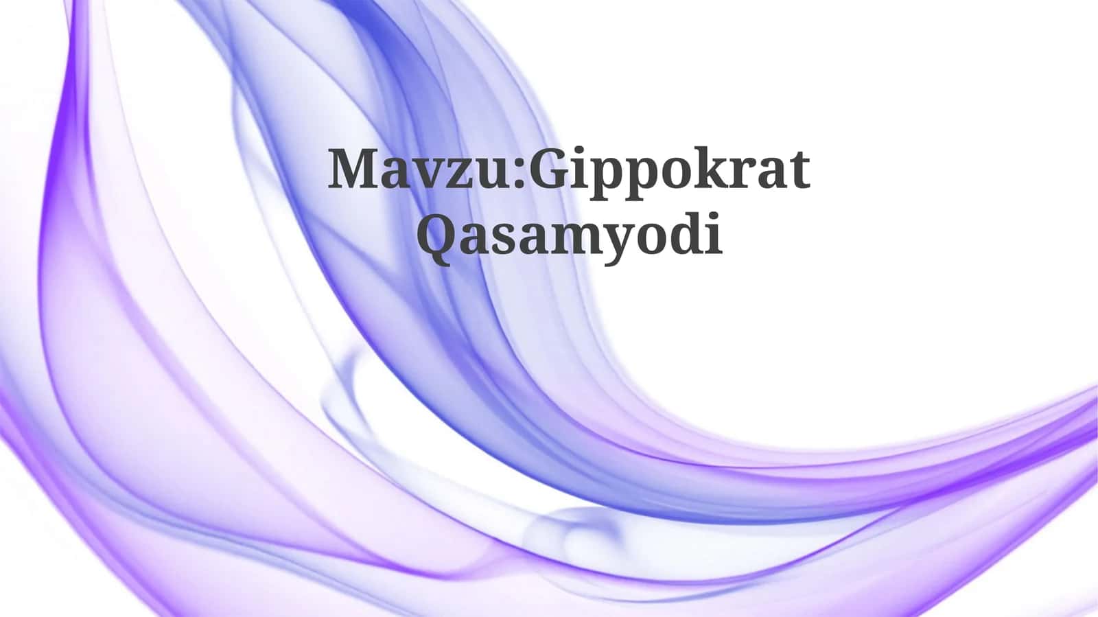 Gippokrat Qasamyodi 1