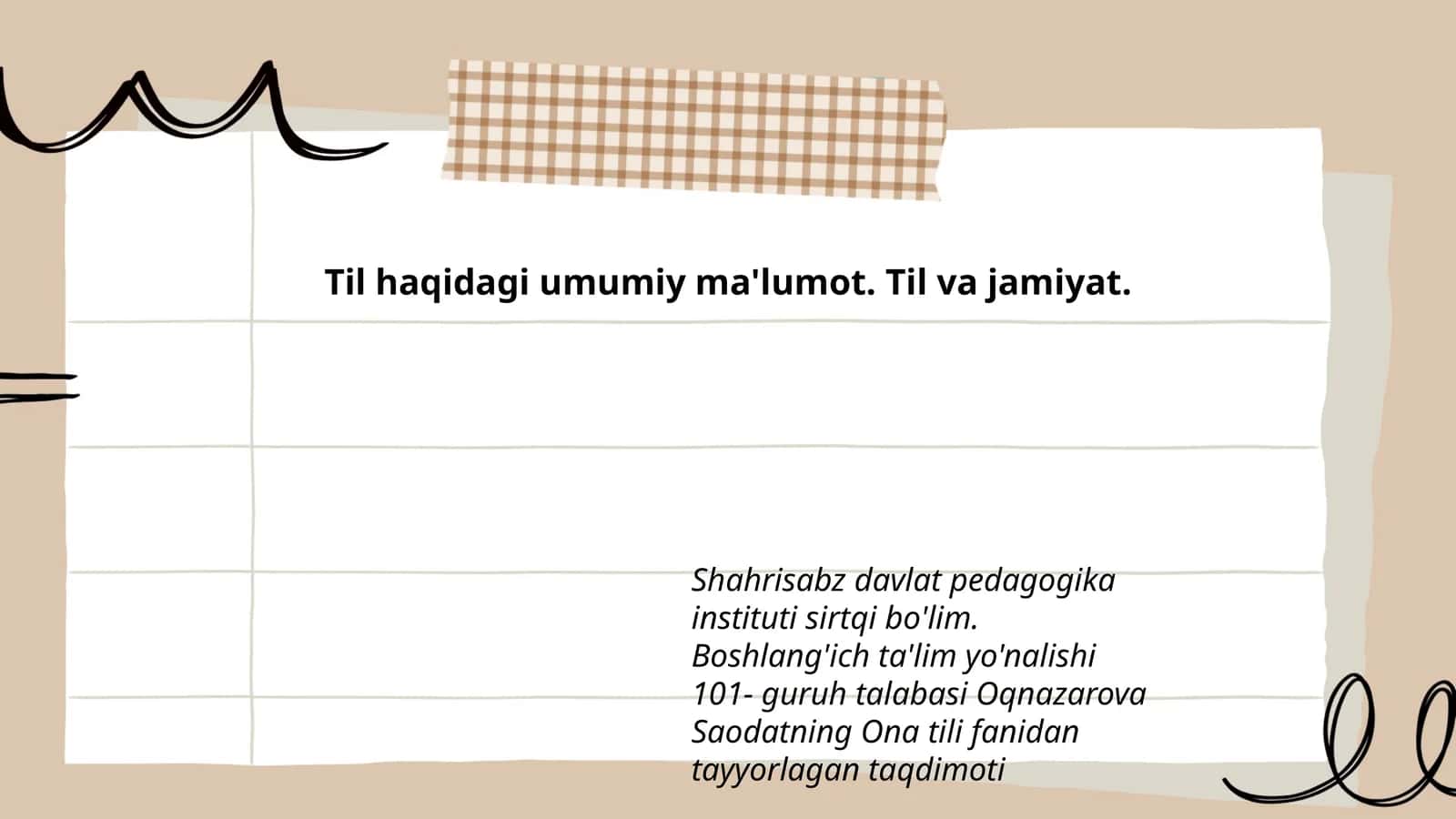 Oqnazarova Saodatning Ona tili fanidan tayyorlagan taqdimoti 1