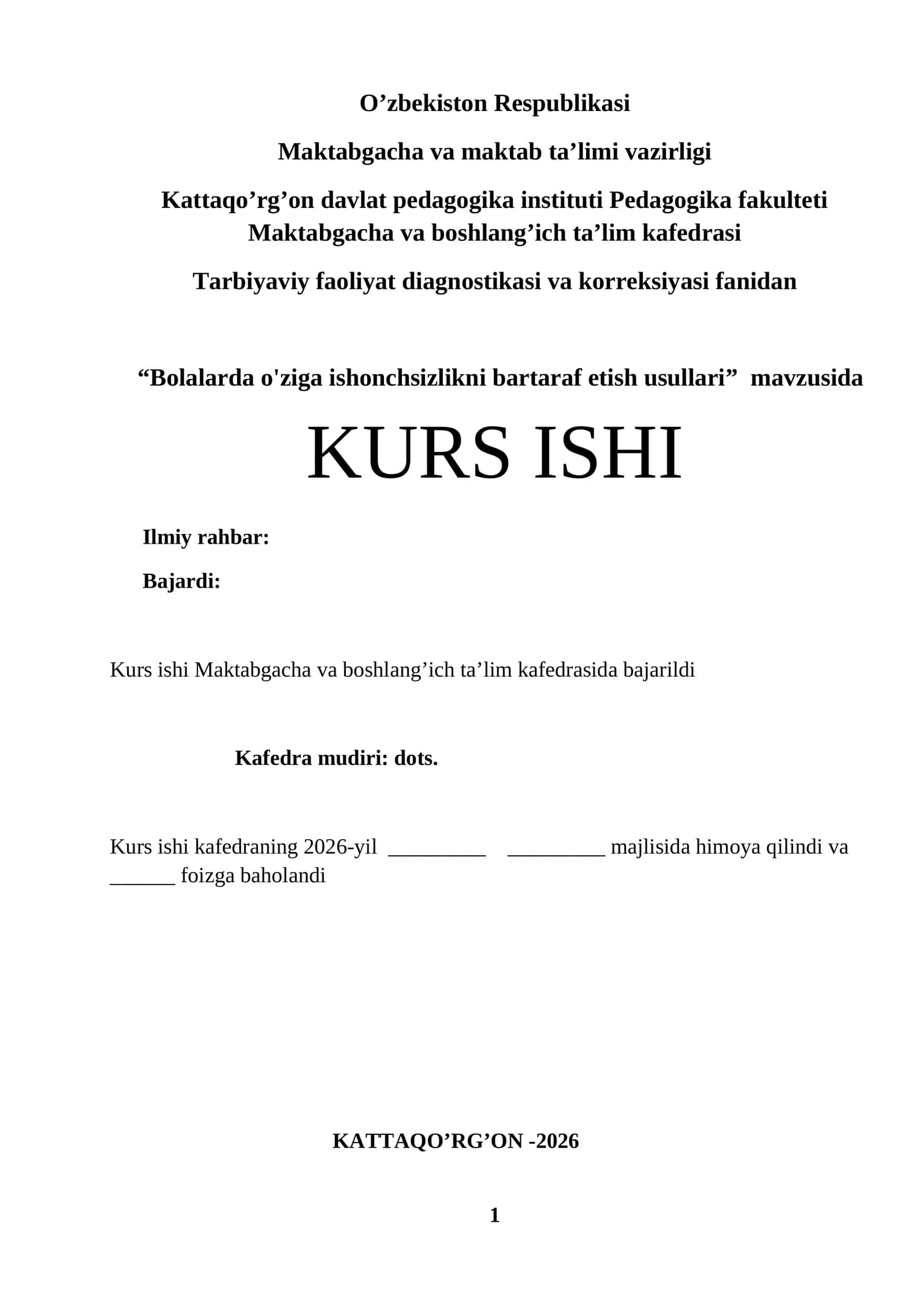 Bolalarda o'ziga ishonchsizlikni bartaraf etish usullari 1