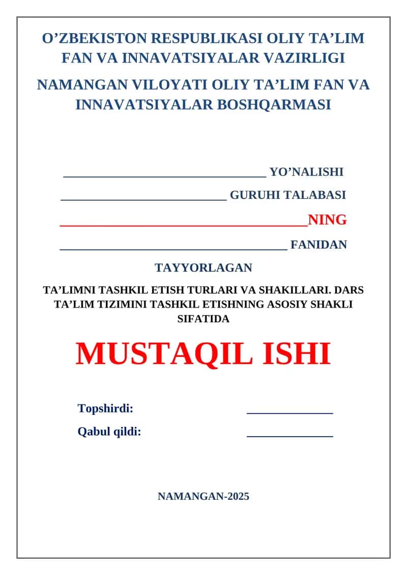Ta’limni tashkil etish 1