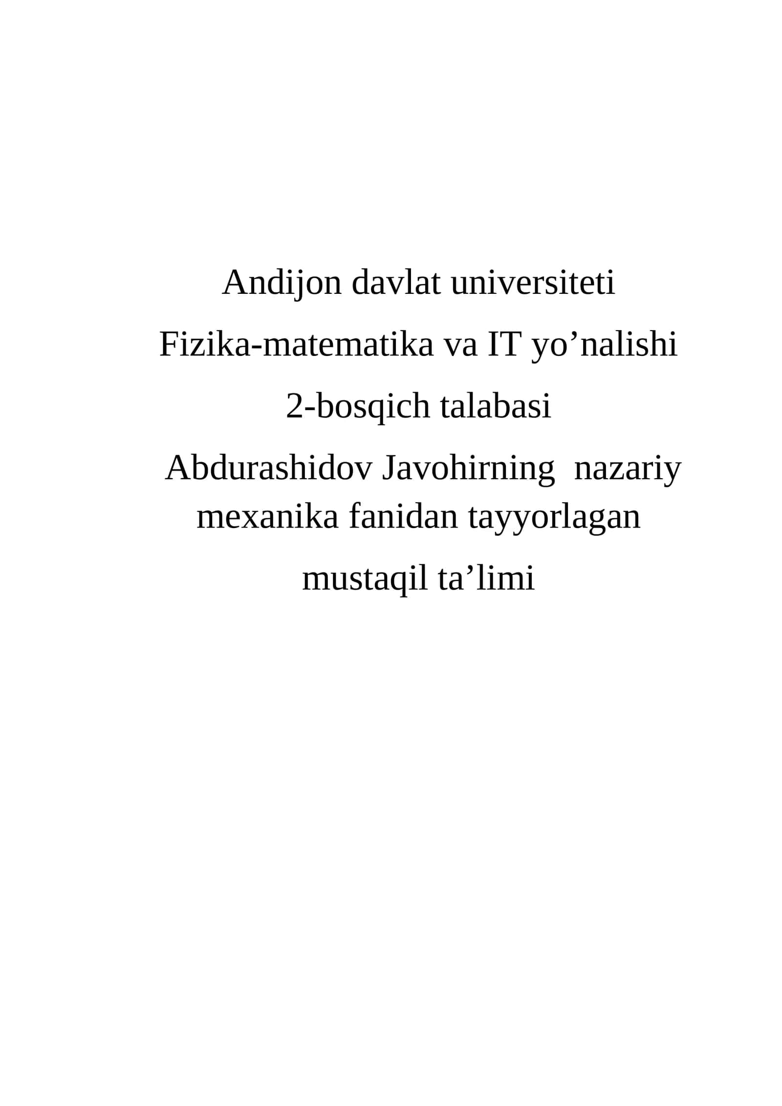 Bir nuqtasi qo’zg’almas bo’lgan qattiq jism nuqtasining tezligi va tezlanishi 1