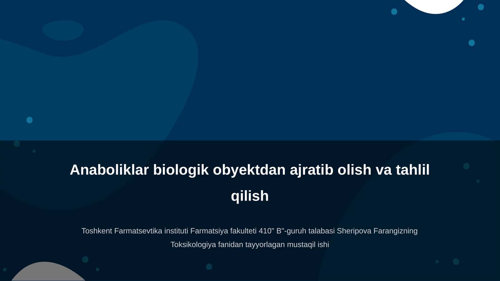 Anaboliklar biologik obyektdan ajratib olish va tahlil qilish 1