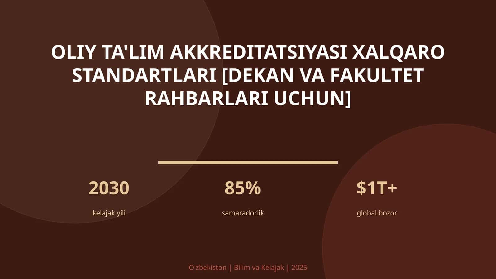 Oliy ta'lim akkreditatsiyasi xalqaro standartlari [dekan va fakultet rahbarlari uchun] 1
