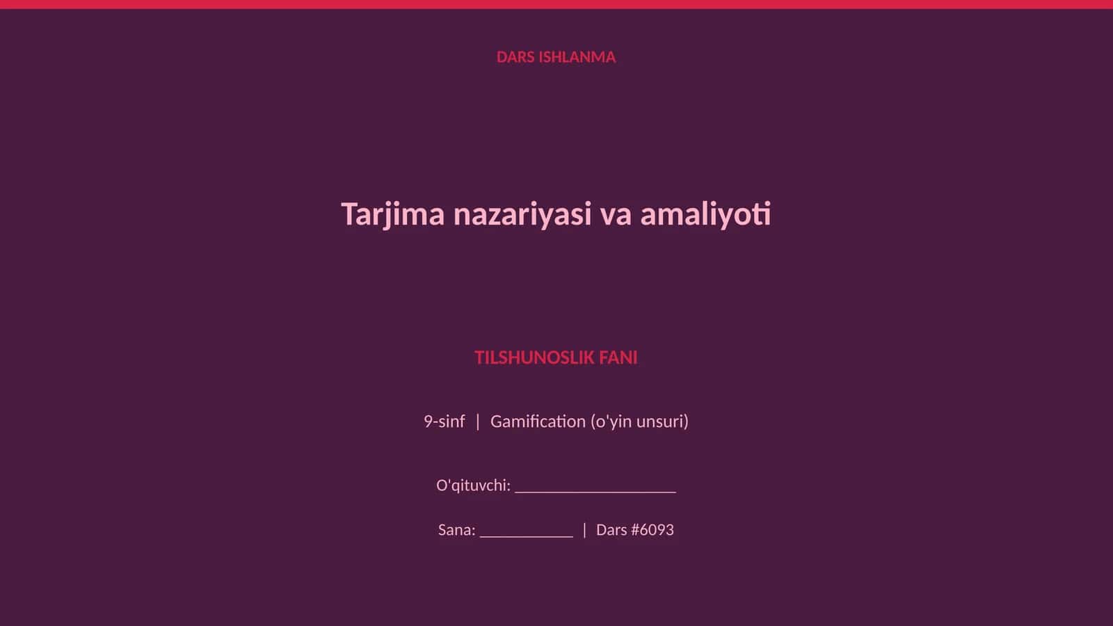 Tarjima nazariyasi va amaliyoti 1