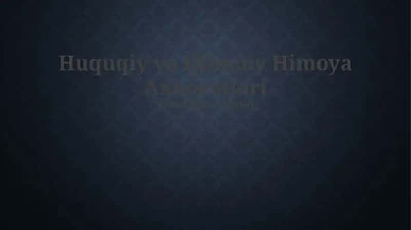 Huquqiy va Ijtimoiy Himoya Axborotlari 1