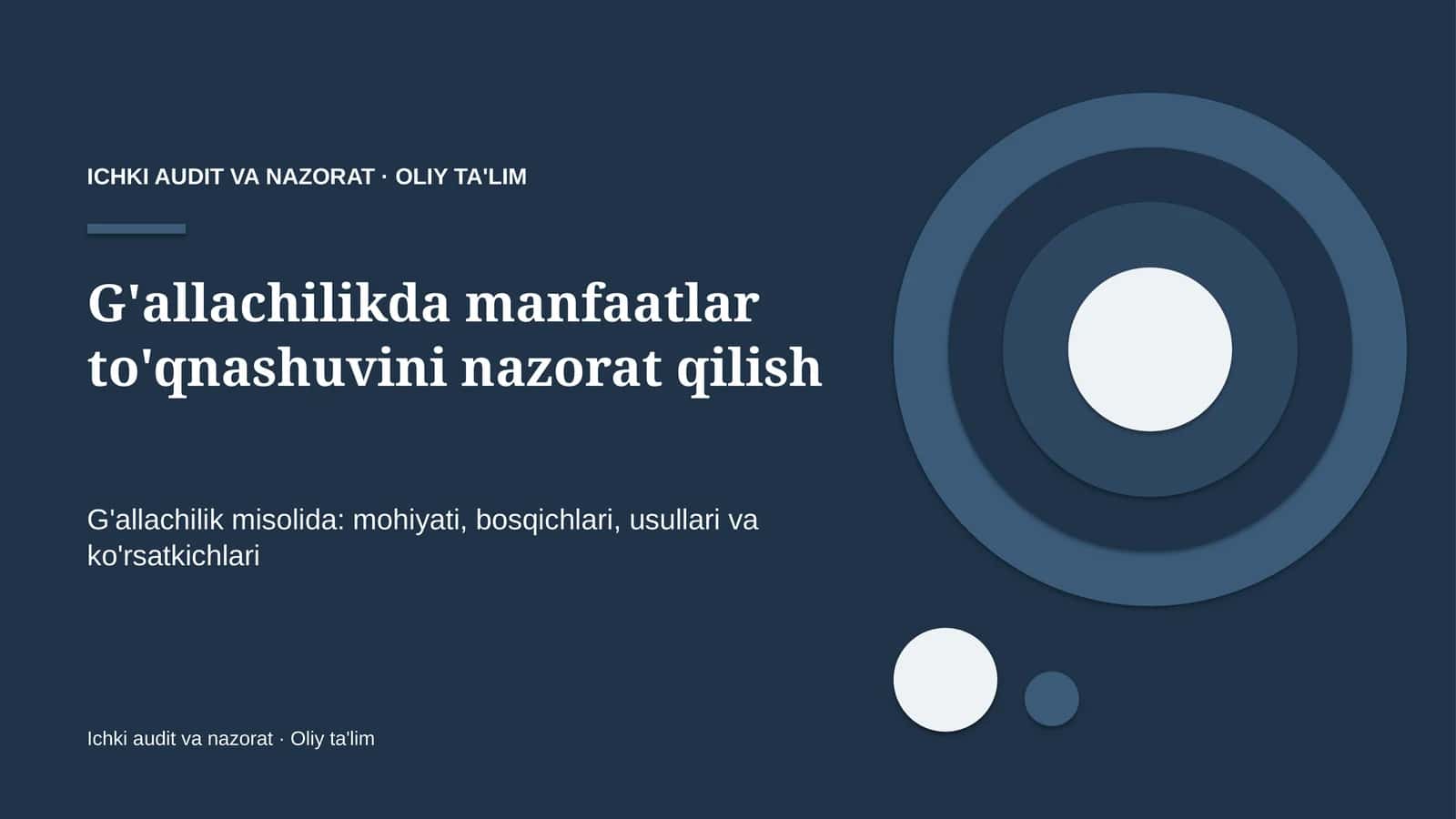 G'allachilikda manfaatlar to'qnashuvini nazorat qilish 1