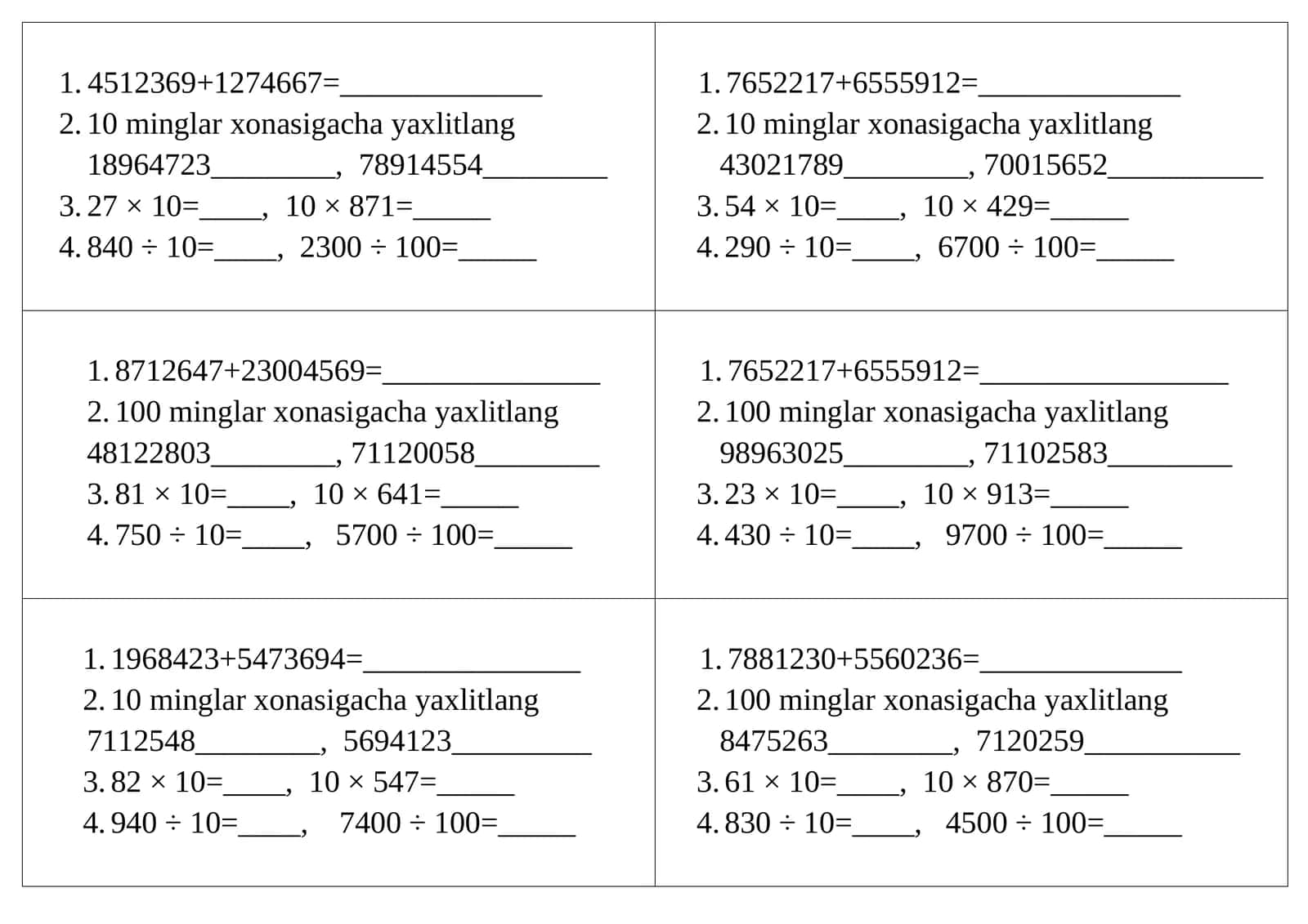 5-sinf uchun tarqatma material 1