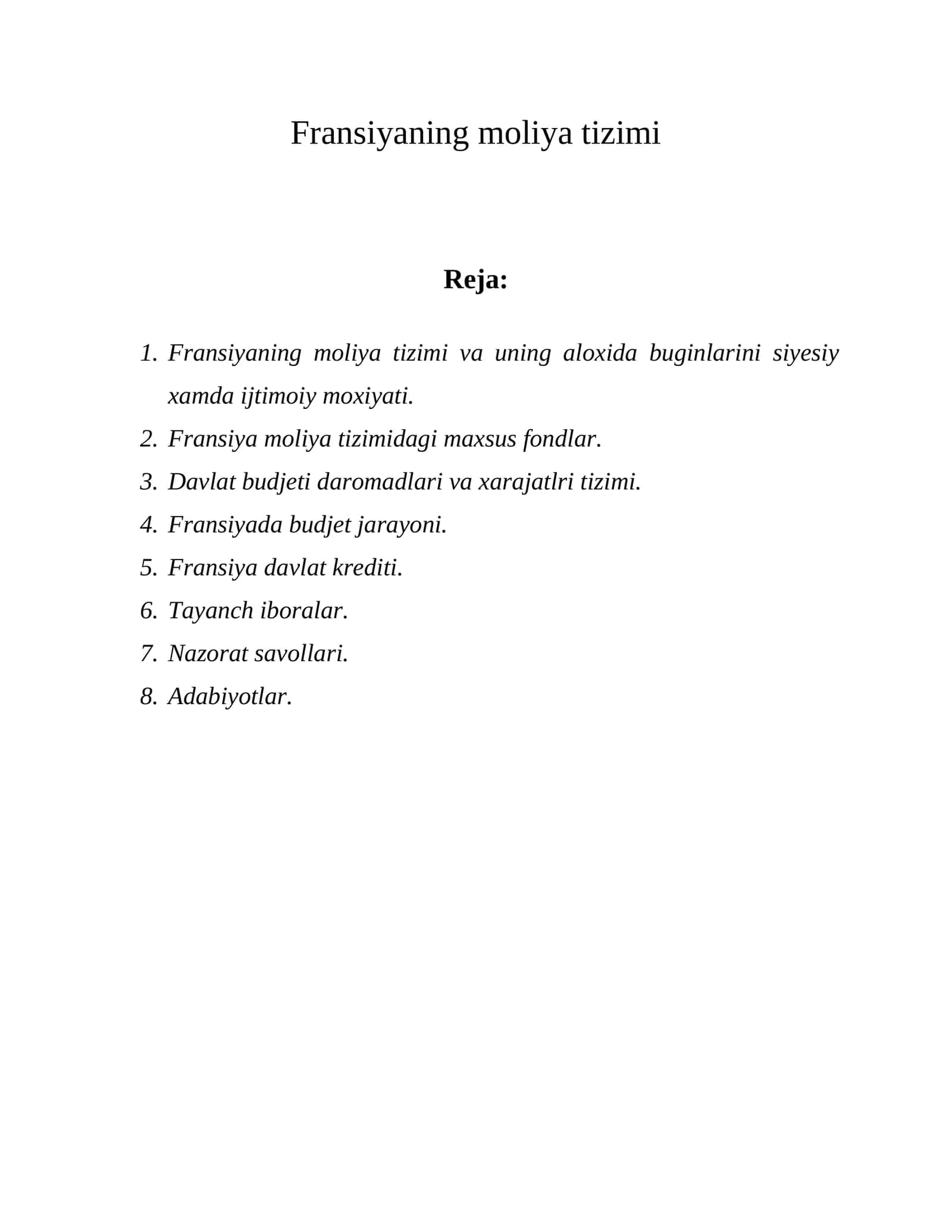 Fransiyaning moliya tizimi 1